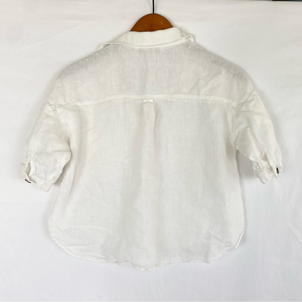 ZARA Collared Crop Cotton Short Sleeve Top Casual Lightweight Size‎ Xs - Picture 2 of 4